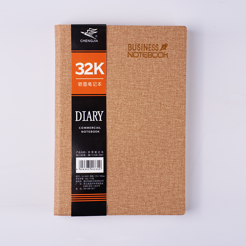 Cuaderno de tapa blanda de cuero PU con decoloración con patrón de lino y algodón